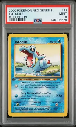 2000 POKEMON NEO GENESIS 1ST ED #81 TOTODILE PSA 9 - Image 1