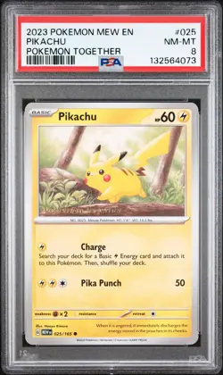 2023 POKEMON MEW EN-151 POKEMON TOGETHER #025 PIKACHU PSA 8 - Image 1