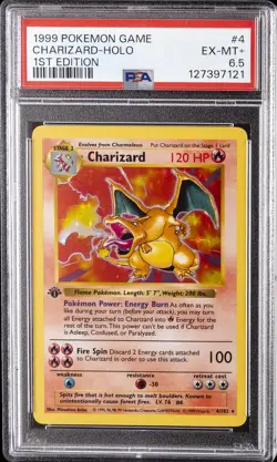 1999 POKEMON GAME 1ST ED #4 CHARIZARD-HOLO PSA 6.5 - Image 1