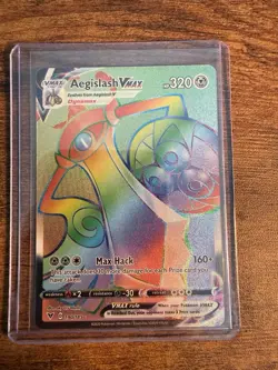 Pokemon TCG Aegislash VMAX Rainbow Secret Rare Card 190/185 Vivid Voltage - Image 1