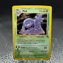 Pokemon TCG Muk 13/62 Fossil Unlimited Holo Rare Card 1999 - Image 1