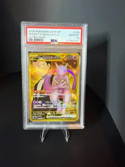 Team Rocket's Mewtwo ex PSA 10 Japanese Pokemon Card 130/098 2025 sv10 UR Gold - Image 1