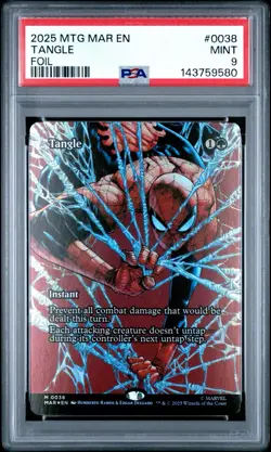 2025 MAGIC THE GATHERING MARVEL'S SPIDER-MAN: SOURCE MATERIAL FOIL TANGLE PSA 9 - Image 1