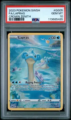 2023 POKEMON SWORD & SHIELD CROWN ZENITH #GG05 FULL ART/LAPRAS PSA 10 - Image 1