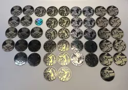 Pokemon TCG lot of 46 Official Coins Jumbo and 1 Standard Many Duplicates - Image 1