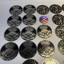 Pokemon TCG lot of 46 Official Coins Jumbo and 1 Standard Many Duplicates - Image 2