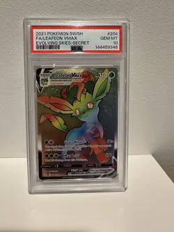 2021 POKEMON SWORD & SHIELD EVOLVING SKIES SECRET FULL ART/LEAFEON VMAX PSA 10 - Image 1