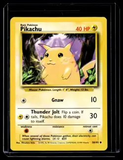 1999 TCG Pokemon #58/102 Pikachu Yellow Cheeks Regular Base Set - Image 1