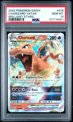 2022 Pokemon Sword & Shield Brilliant Stars Charizard VSTAR PSA 10 #018 - Image 1