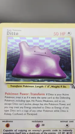Ditto 3/62 Holo Rare Unlimited Fossil Pokemon English NM - Image 2