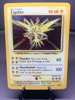 Pokemon TCG Zapdos 20/130 Base Set Unlimited Holo Rare WOTC VTG 2000 NM-/LP+ - Image 1