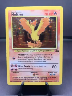 Pokemon TCG Moltres 27/62 Fossil Unlimited Holo Rare VTG 1999 WOTC LP - Image 1