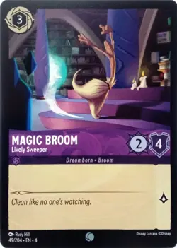 49/204 MAGIC BROOM LIVELY SWEEPER URSULAS RETURN COMMON DISNEY LORCANA CARD - Image 1