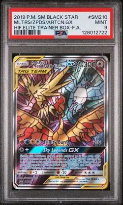 PSA 9 Grading Card Pokemon PTCG - Tag Team Moltres/Zapdos/Articuno GX #SM210 EN - Image 1