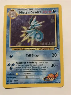 Misty's Seadra PRERELEASE Gym Heroes - Holo Rare 9/132 WOTC Card Pokemon TCG - Image 1