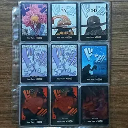 One Piece TCG Don Card Lot 11x Holo + 8 Foil Cards NM + 3x 10ct Promo Sleeves - Image 3
