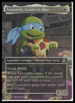 Teenage Mutant Ninja Turtles #196 Leonardo, Leader in Blue (Borderless) FOIL - Image 1