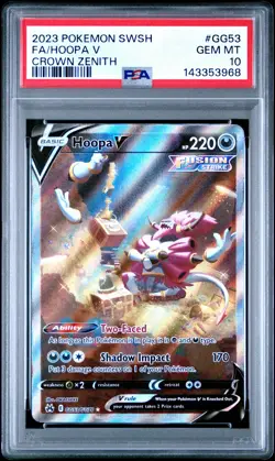 2023 POKEMON SWORD & SHIELD CROWN ZENITH #GG53 FULL ART/HOOPA V PSA 10 - Image 1