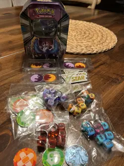 Pokemon TCG Lunala Sun & Moon Tin *EMPTY* Collectible Metal Tin Dice Coin Lot - Image 1