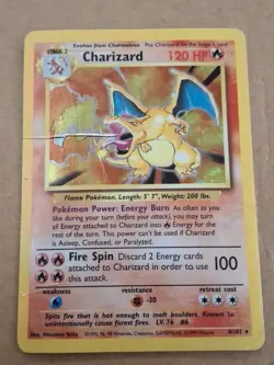 Charizard 4/102 Base Set Holo Vintage Rare Pokemon Damaged (See Pictures) - Image 2