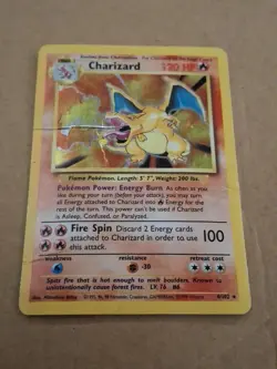 Charizard 4/102 Base Set Holo Vintage Rare Pokemon Damaged (See Pictures) - Image 3