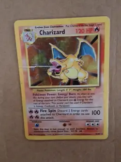 Charizard 4/102 Base Set Holo Vintage Rare Pokemon Damaged (See Pictures) - Image 4