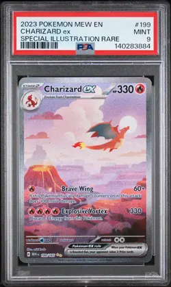 2023 POKEMON MEW EN-151 SPECIAL ILLUSTRATION RARE #199 CHARIZARD EX PSA 9 - Image 1