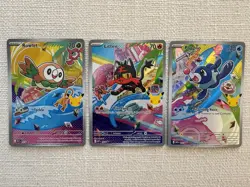 Pokemon First Partner Illustration Collection Aloloan Rowlet, Litten, Popplio - Image 1