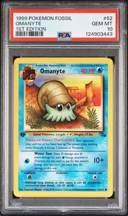 1999 POKEMON FOSSIL 1ST ED #52 OMANYTE PSA 10 - Image 1