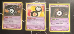 Pokemon TCG Diamond and Pearl Set of 3 Unown Cards *SLEEVED* - Image 1