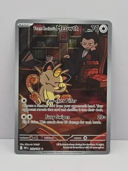 Team Rockets Meowth 203/182 SV10 Destined Rivals Illustrated Card Mint Condition - Image 1