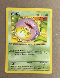 Koffing 1st Edition Base Set Shadowless 051/102 50 HP Pokemon Card - Image 1