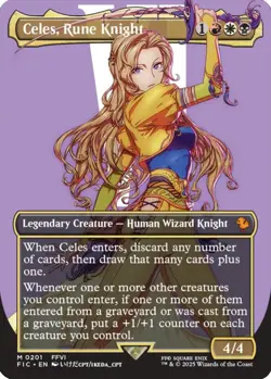 Foil - Celes, Rune Knight (Borderless) - 201 - Commander: FINAL FANTASY - NM - Image 1
