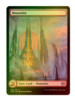 Mountain (265) - Full Art FOIL Phyrexia: All Will Be One MTG - Image 1