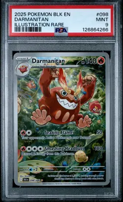 2025 POKEMON BLK EN-BLACK BOLT ILLUSTRATION RARE #098 DARMANITAN PSA 9 - Image 1