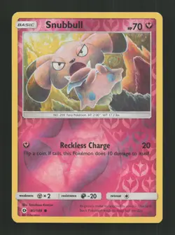 Snubbull 90/149 Common Sun & Moon Pokemon Reverse Holo Near Mint - Image 1