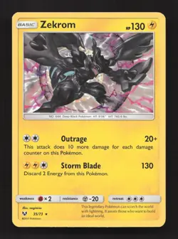 Zekrom 35/73 Holo Rare Shining Legends Pokemon Holo Near Mint - Image 1