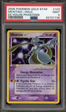 Pokemon Mewtwo Gold Star EX Holon Phantoms Holo Ultra Rare #103 PSA 9 Mint - Image 1