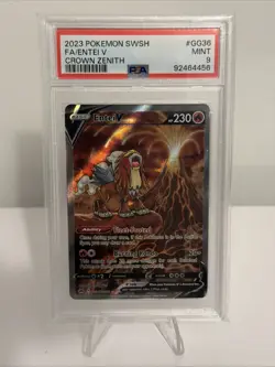 Pokemon TCG Entei v Crown Zenith: Galarian Gallery Ultra Rare GG36/GG70 PSA 9 - Image 1