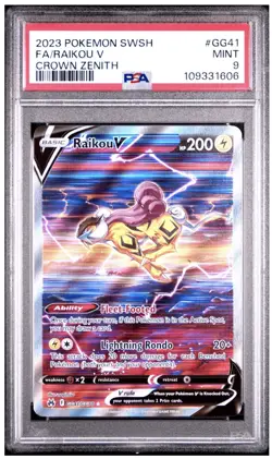 2023 POKEMON SWORD & SHIELD CROWN ZENITH #GG41 FULL ART/RAIKOU V PSA 9 - Image 1