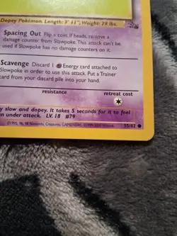 Pokemon TCG Slowpoke Fossil 55/62 Regular 1999-2000 Wizards Base Set... - Image 2