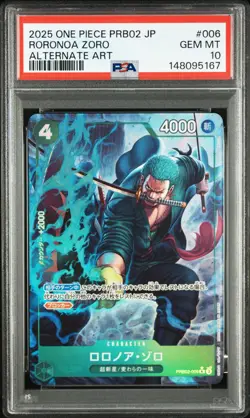 PSA 10 Roronoa Zoro PRB02-006 One Piece Card Game Japanese Alternate Art - Image 1