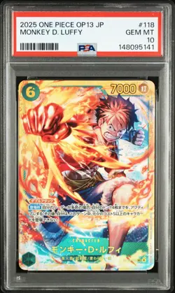PSA 10 Monkey D. Luffy OP13-118 One Piece Card Game Japanese Holo - Image 1