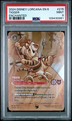 2024 DISNEY LORCANA TIGGER IN THE CROW's NEST ENCHANTED #215 PSA 9 - Image 1