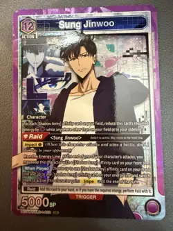 Union Arena UE17BT: SOLO LEVELING Sung Jinwoo UE17BT/SLG-1-022 Super Rare SR NM - Image 1