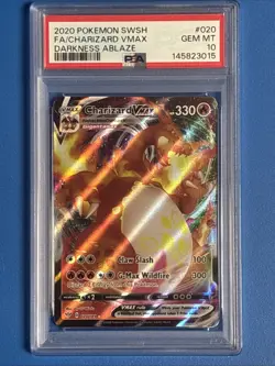 PSA 10 Charizard VMAX 020/189 Darkness Ablaze Pokemon Card GEM MINT 2020 - Image 1