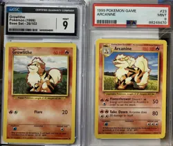 1999 Base Set Growlithe And Arcanine *CGC And PSA Graded 9* Pokemon Cards Pair - Image 1