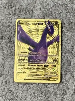 Lugia GX HP300 Shadow Aura Rare Edition Gold Foil Fan Art Collector Card NM! - Image 1