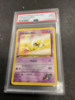 2000 Pokemon Gym Challenge 1st Edition Sabrina's Abra 93/132 PSA 9 MINT Card Vtg - Image 2