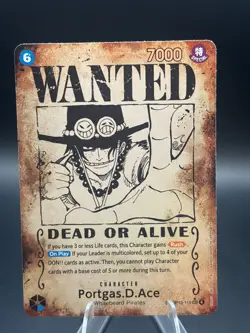 Portgas.D.Ace (SP) OP13-119 (ERROR) Wanted Poster Card ENGLISH NM SEC - Image 1